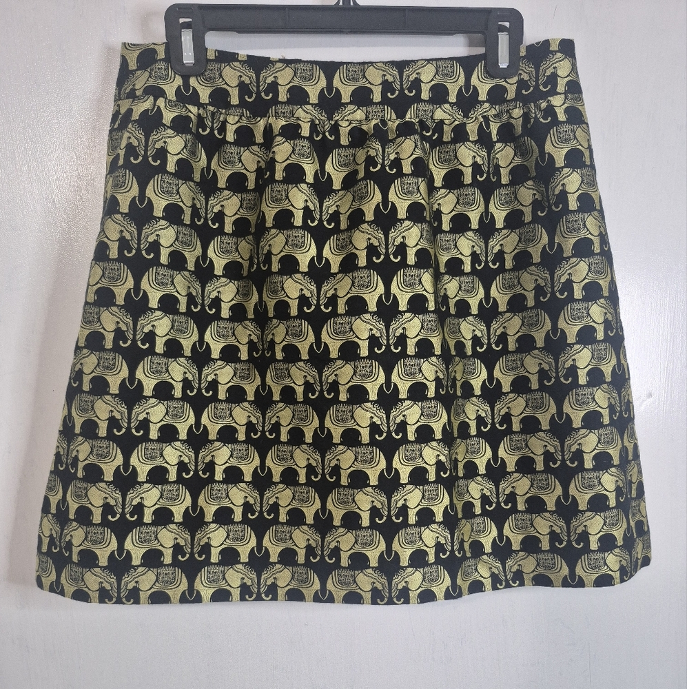 Elegant Black and Gold Elephant Print Skirt